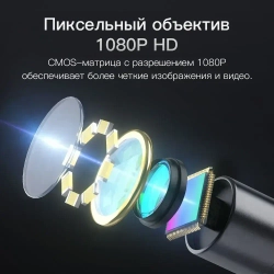Промышленная камера-эндоскоп 4,3-дюймовый IPS-экран HD1080P Инспекционный бороскоп IP67 Водонепроницаемый 8-миллиметровый фотообъектив для автомобилей, канализационных труб, жесткого кабеля(5м)