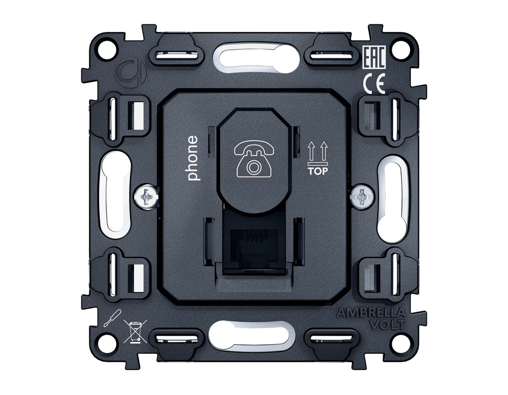 VM190 Механизм телефонной розетки RJ-11 (4P4C) с автоматической защитной шторкой QUANT