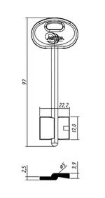 Заготовка сувальдного ключа 13526 MET7DP