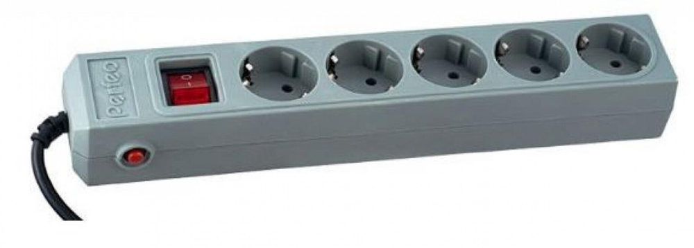 Фильтр сетевой Perfeo Power+ 5 м Grey 5 розеток