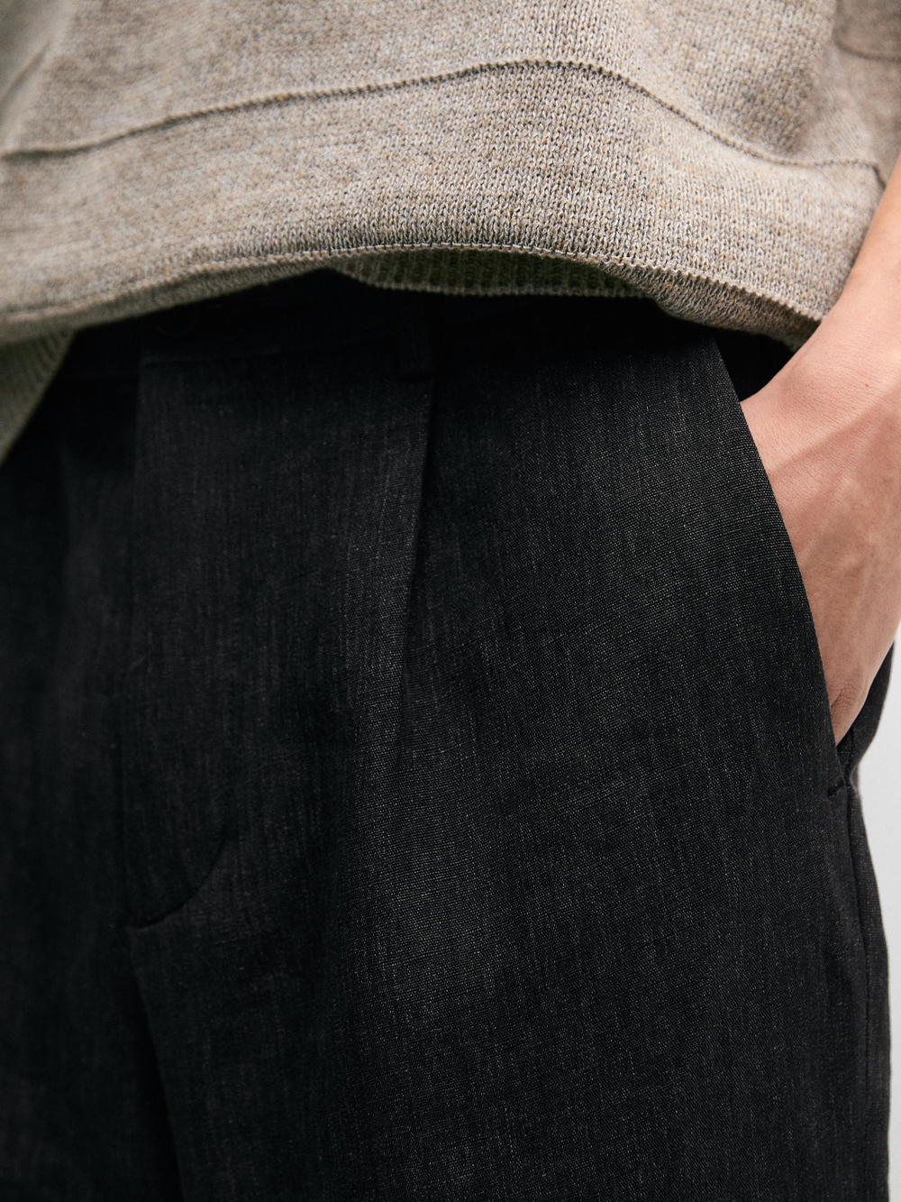 Massimo Dutti Брюки из льна с вытачками, темно-синий