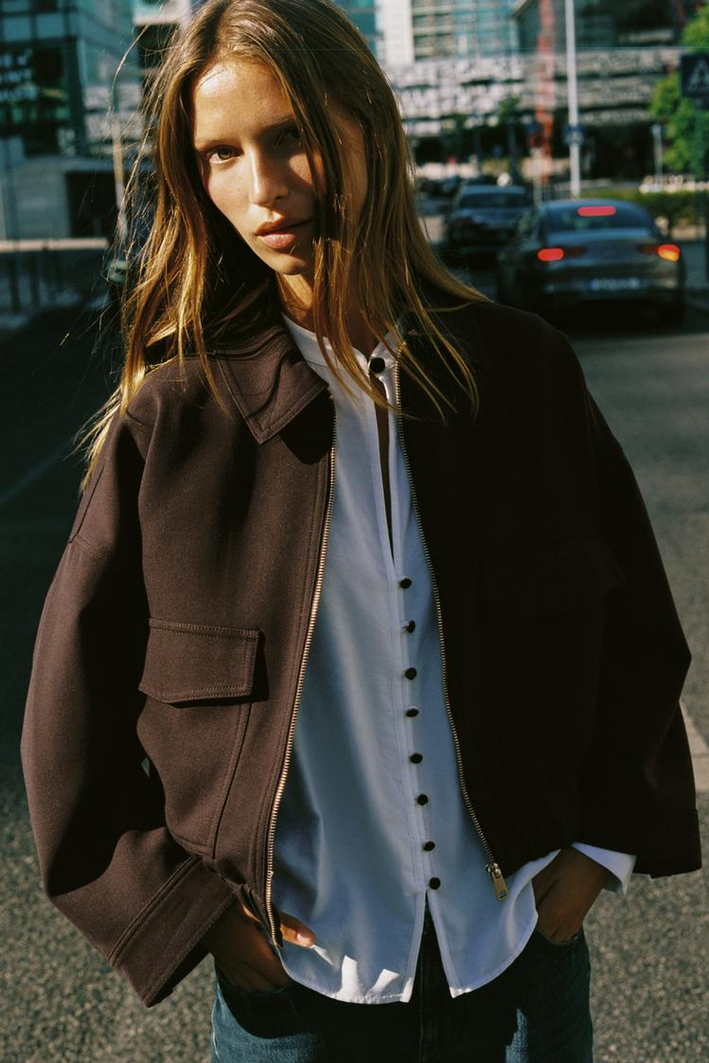 ZARA РУБАШКА С ПОДПЛЕЧНИКАМИ, ЖЕЛТОВАТО-БЕЛЫЙ