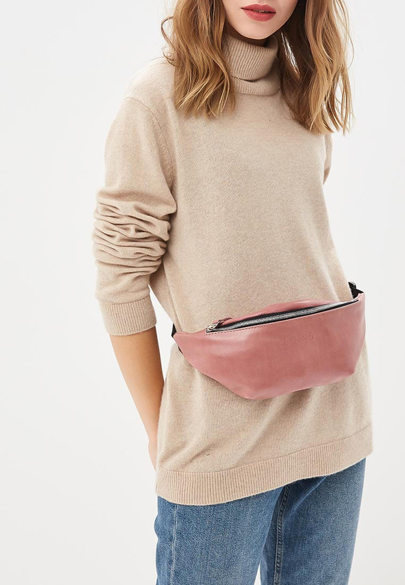 сумка поясная темно-розовая затирка