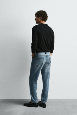 ZARA ДЖИНСЫ ЗАУЖЕННОГО КНИЗУ КРОЯ, ВЫЦВЕТШИЙ СИНИЙ