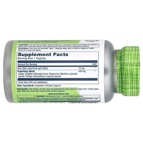 Solaray, True Herbs, гель из алоэ вера, 100 капсул VegCap