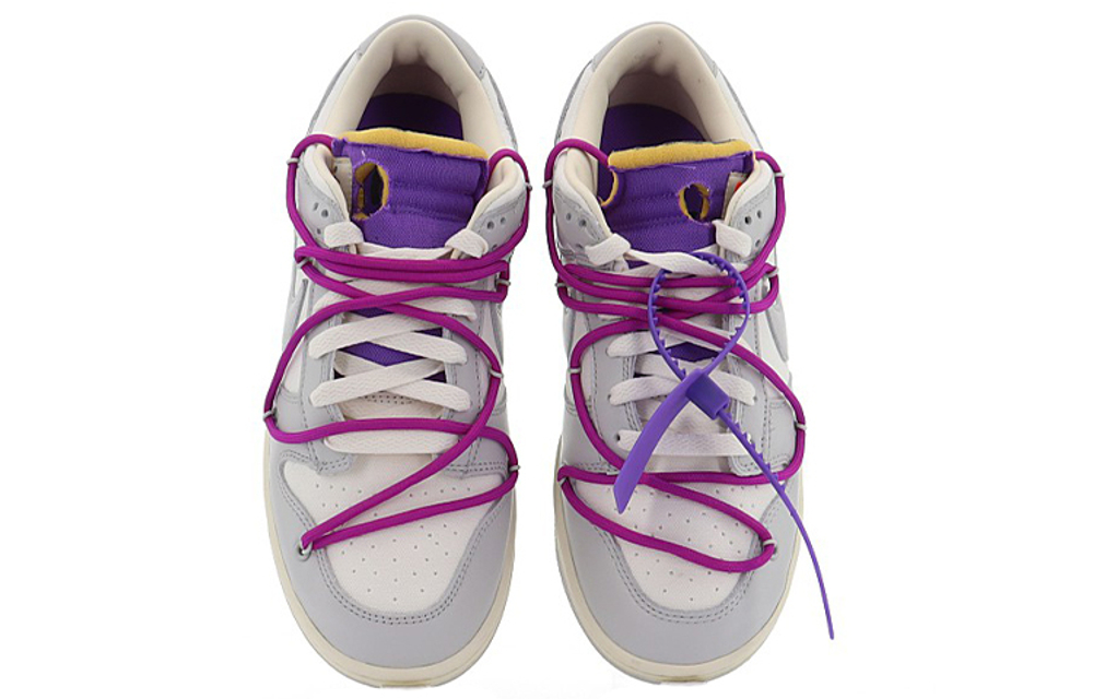 Off-White x Nike Dunk Low "The 50" NO.28 Joint Purple Laces Purple Buckle Low-Top Casual Board Shoes Grey # Gift Recommendations