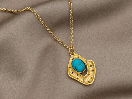 Подвеска "Абстракция" 24мм, бирюза (имит)