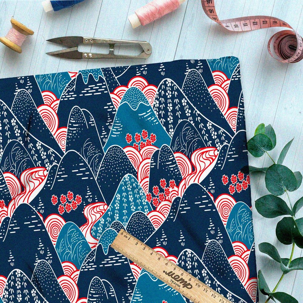 Ткань мембрана контрастные горы в негативе