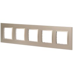 Рамка для розеток и выключателей ЭРА Elegance 14-5015-04 Classic, на 5 постов, шампань