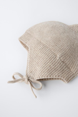 ZARA ТРИКОТАЖНЫЙ ЧЕПЧИК С ШЕРСТЬЮ, РЫЖЕВАТО-КОРИЧНЕВЫЙ МЕЛАНЖ