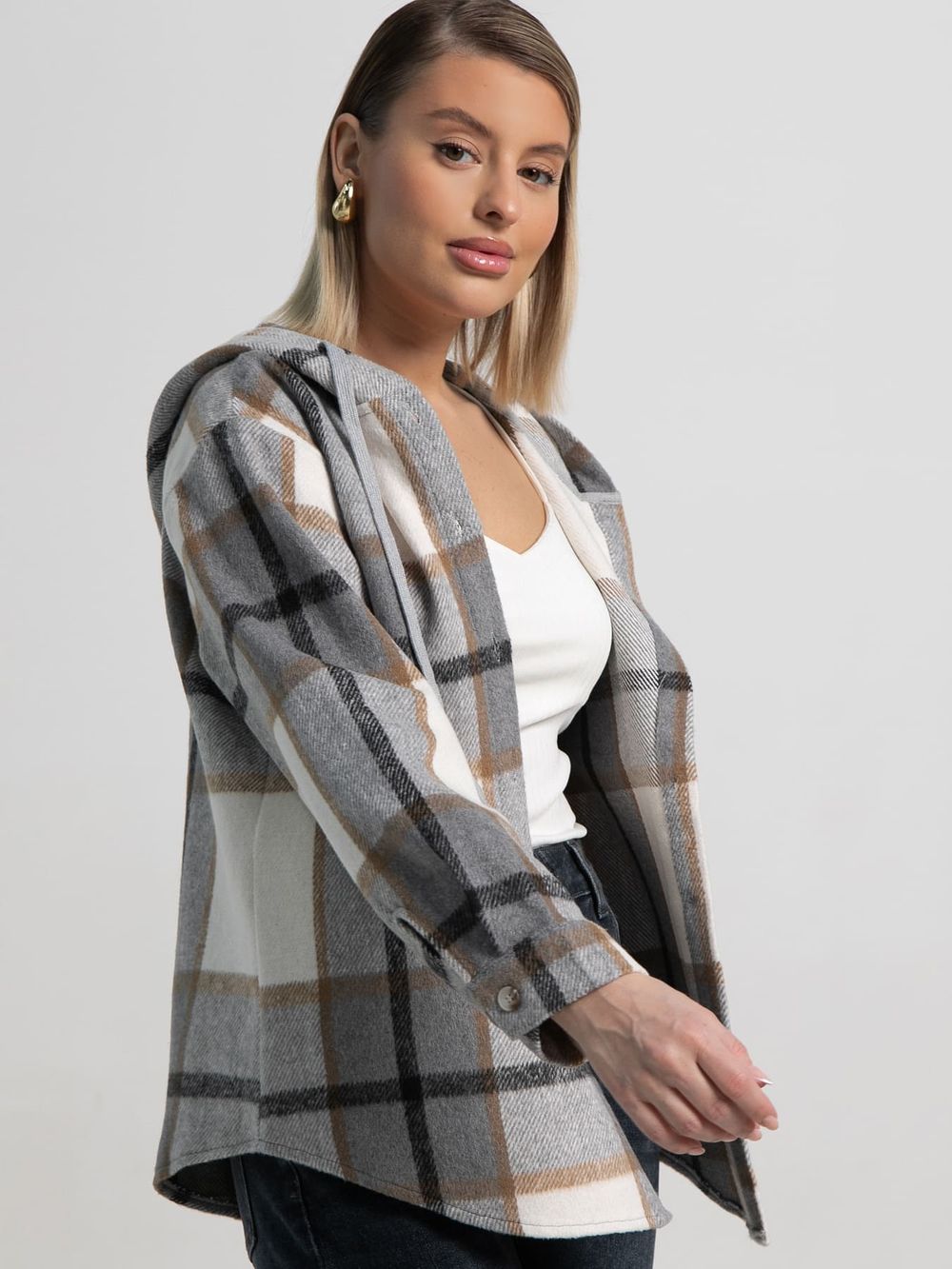 Рубашка теплая с капюшоном Олиссия (серая) Б15504-18М LT Collection