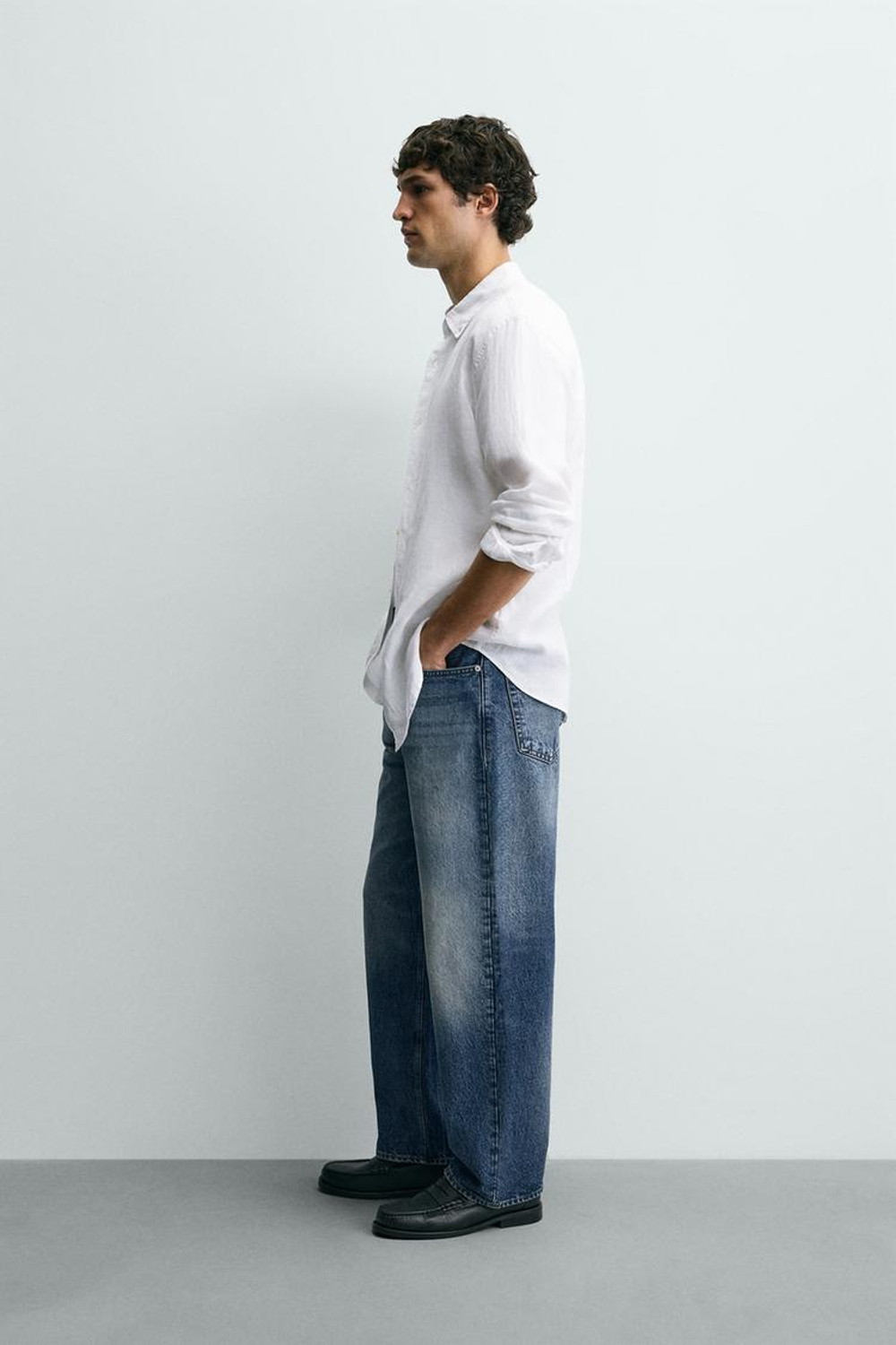 ZARA РУБАШКА REGULAR FIT ИЗ 100% ЛЬНА, БЕЛЫЙ