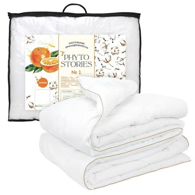 Одеяло 2-сп, 172х205 см, Хлопок, полиэф в-но, всесезон, чех 100% п/э, кант, Phyto Stories