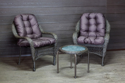 Садовый комплект из искусственного ротанга Мэдисон НЬЮ (Medison NEW) Balcony set с круглым столиком с подушками на сиденье и спинку