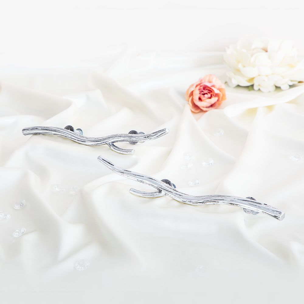 Ручка скоба мебельная Арт Бранч mini левая Античное серебро