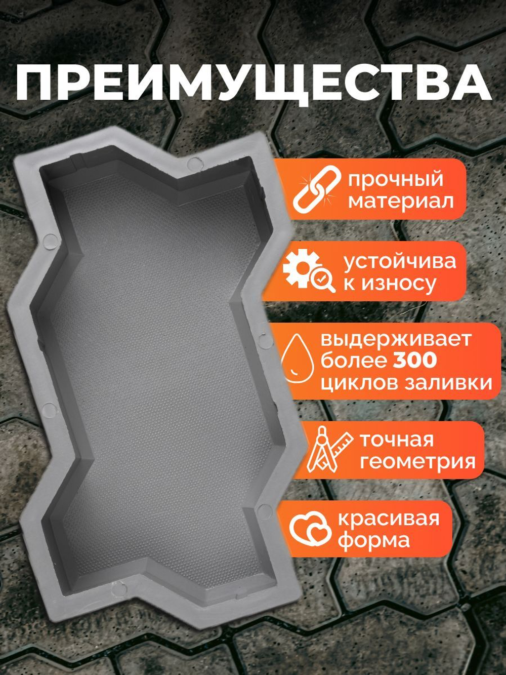 Форма для бетона "Волна шагрень", 24 х 10,5 х 6 см, 6 шт.