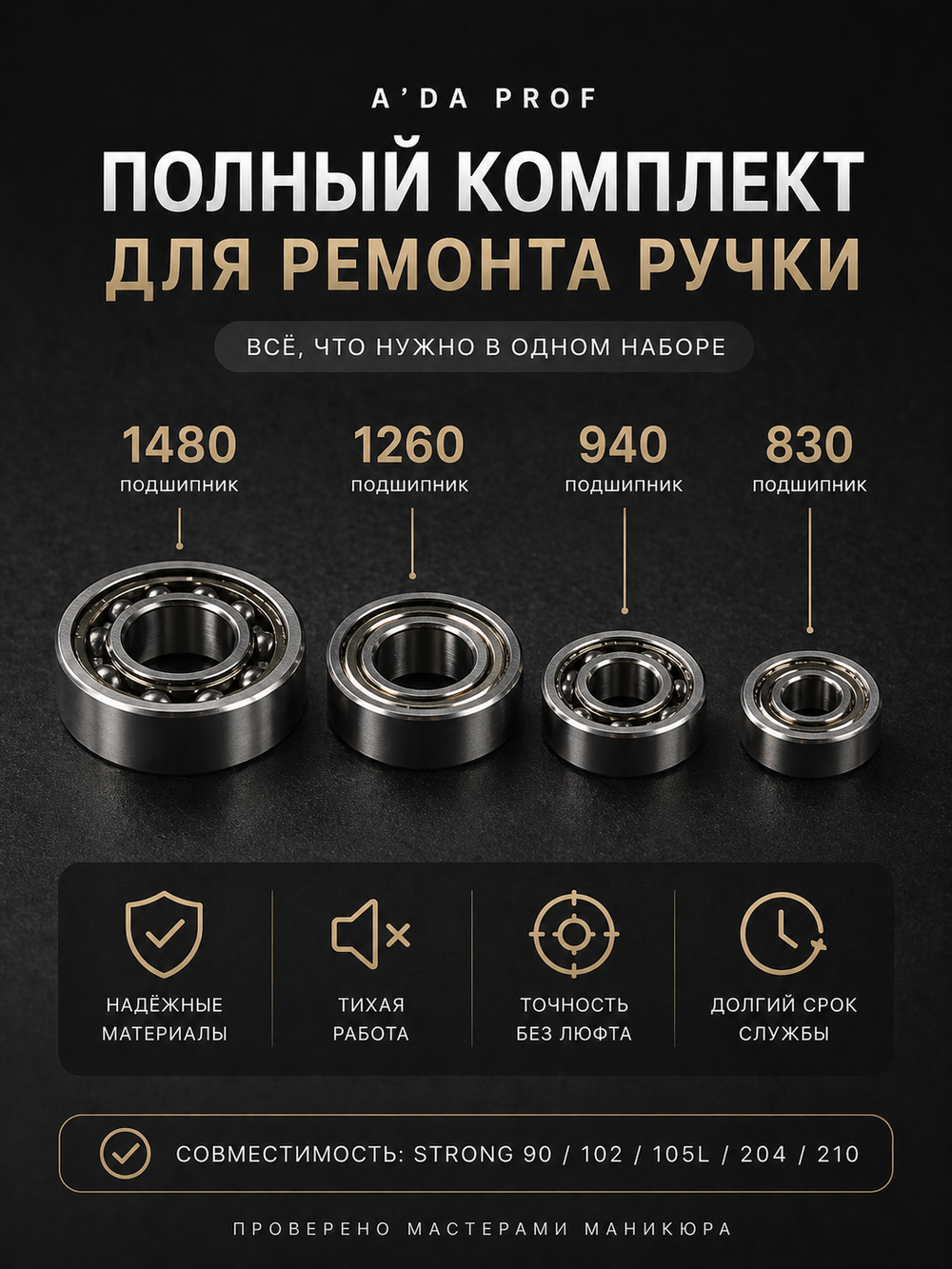 Комплект из 4-х подшипников /1480,1260,940,830