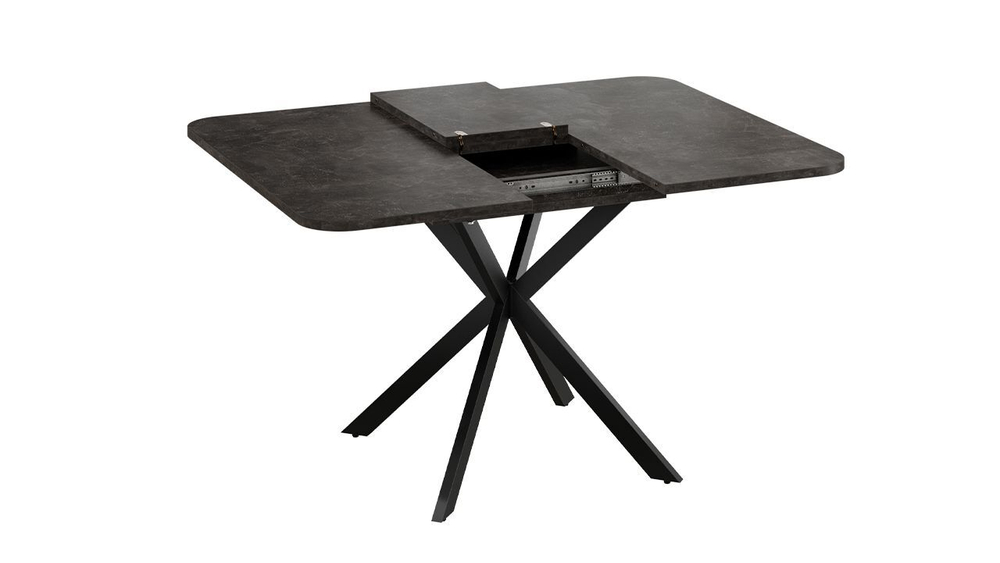 Стол кухонный обеденный раздвижной Черный муар/Дуб Крафт золотой 100(131)х100х75 см