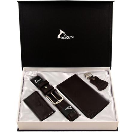 Мужской подарочный набор кошелек, ремень и ключница Barez Leather натуральная кожа Иран DS18+G1 233