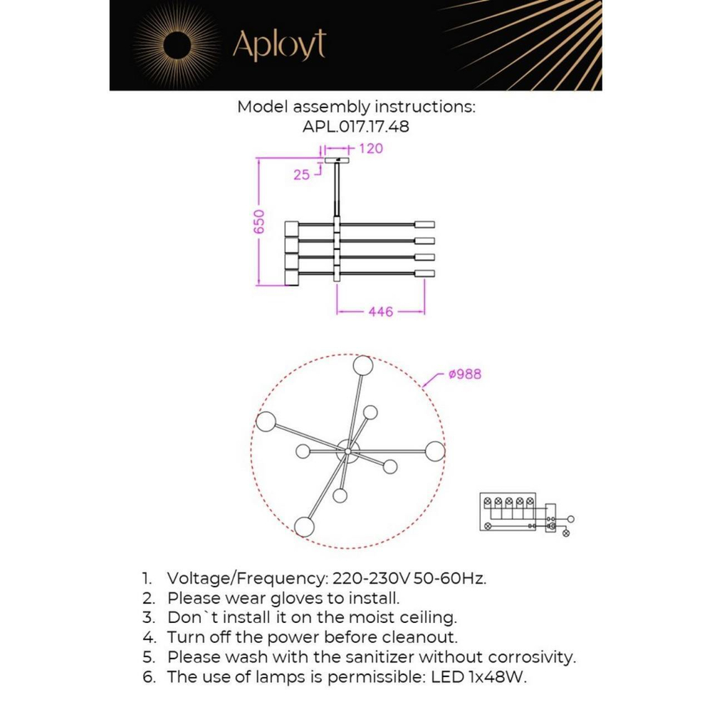 Подвесной светодиодный светильник Aployt Frania APL.017.17.48