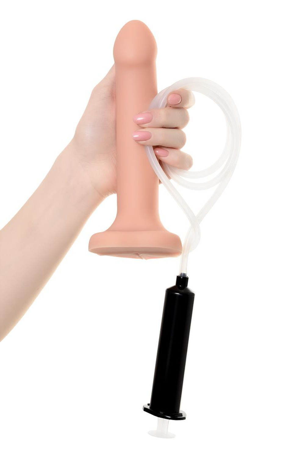 Телесный фаллос с имитацией эякуляции Silicon Cum Dildo L - 19,6 см.