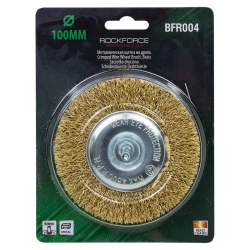 Кордщетка дисковая латунная для дрели 100мм, в блистере RockForce##Rock FORCE RF-BFR004