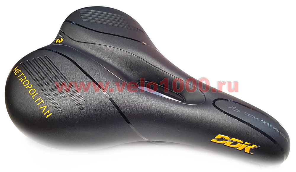 Седло DDK-346R 265х185мм METROPOLITAN мужское анатомическое с отверстием. Эластомеры, ручка для удоб