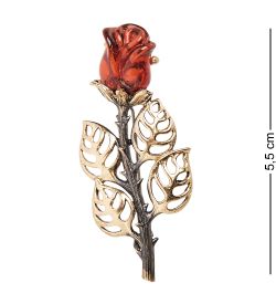 AM-2237 Брошь «Роза» (латунь, янтарь)