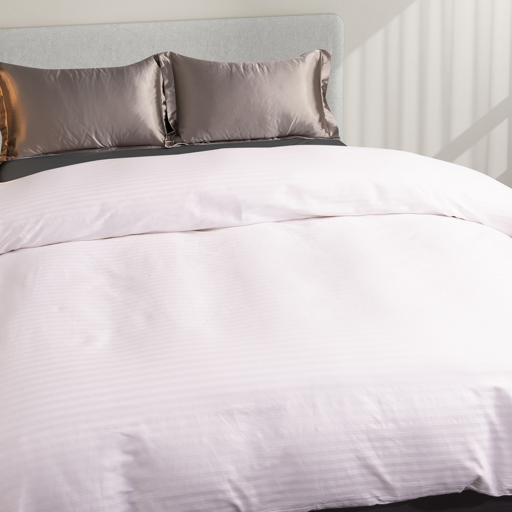 Пододеяльник 200х220 Страйп Сатин Однотонный Отель белый 100% Хлопок 1x1 P1CTH036200220