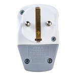 Вилка с заземлением, с выключателем/вилка с кнопкой угловая, белый-серый (16А, 250В)