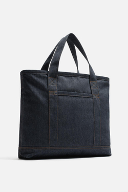 ZARA ДЖИНСОВАЯ СУМКА-ШОПЕР, СИНИЙ