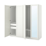 Распашной шкаф PAX TYSSEDAL IKEA четырехсекционный (с зеркалом) (белый)  210*60*260