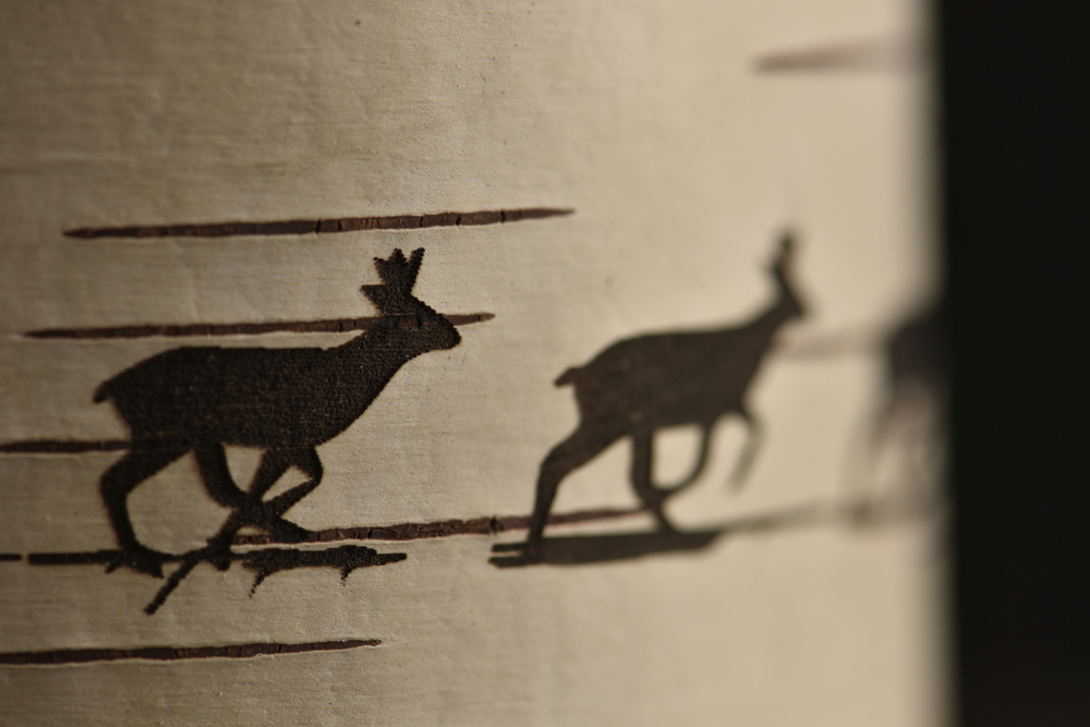 Ваза большая фарфоровая с берестой. Коллекция Олени или Рождественская