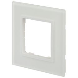 Рамка для розеток и выключателей ЭРА Elegance 14-5101-01М на 1 пост, стекло, белый матовый+бел.