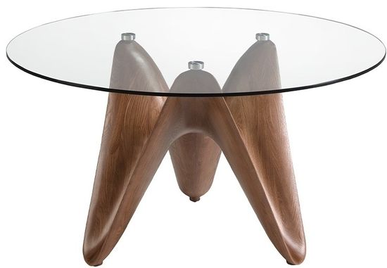 Круглый обеденный стол из закаленного стекла и ореха 1126-Ø150 Испания 