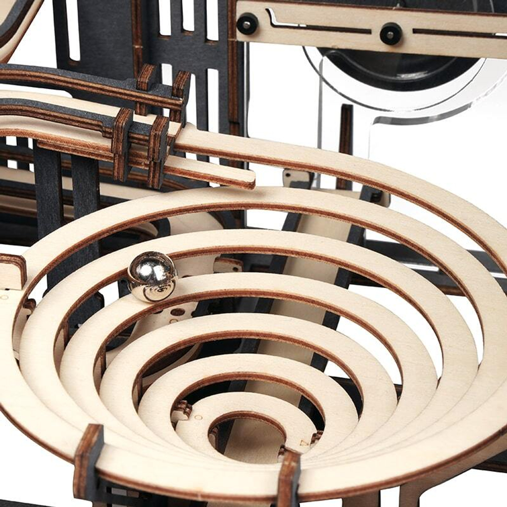 Марбл-трасса ночной город LGA01 от ROKR - Деревянный конструктор, сборная механическая модель, 3D пазл, трасса для шариков