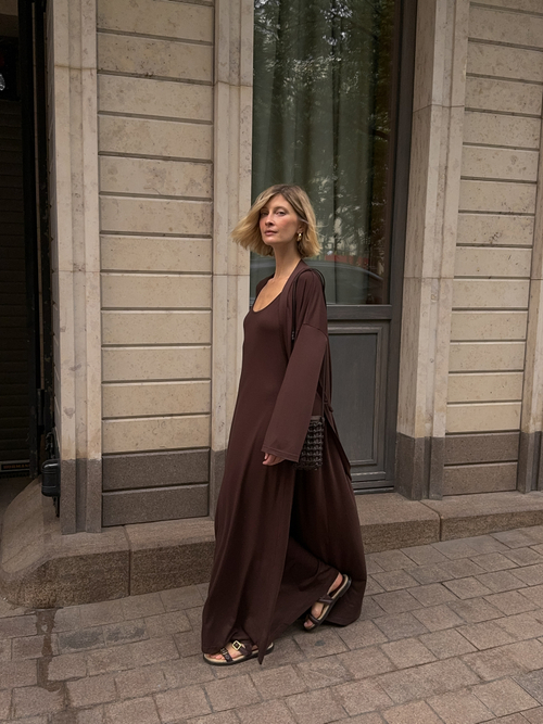 Накидка из трикотажа шоколадная