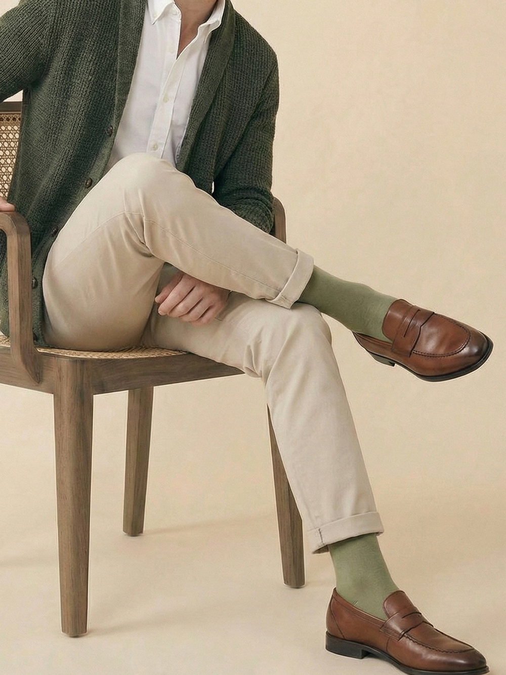 Носки высокие мужские, набор 3 пары, шалфей