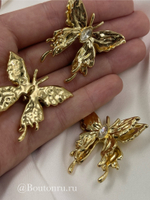 Пуговицы бабочки золотистые со стразами