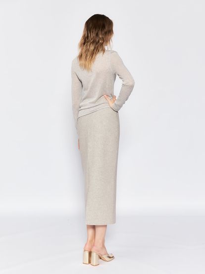 Женская юбка серого цвета из 100% кашемира - фото 4