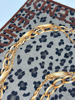 Платок коричневый с леопардовым узором Fendi