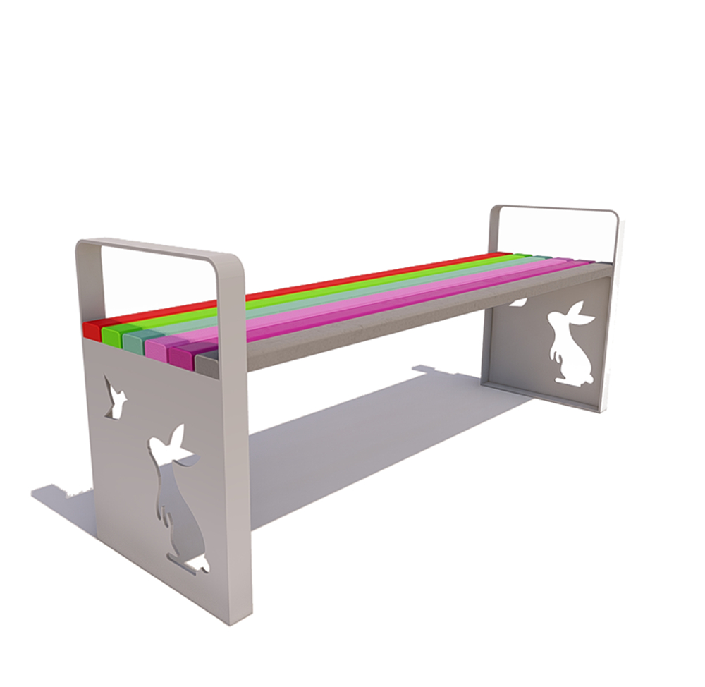 Скамейка стальная "Детская" сосна 1,2м, без спинки