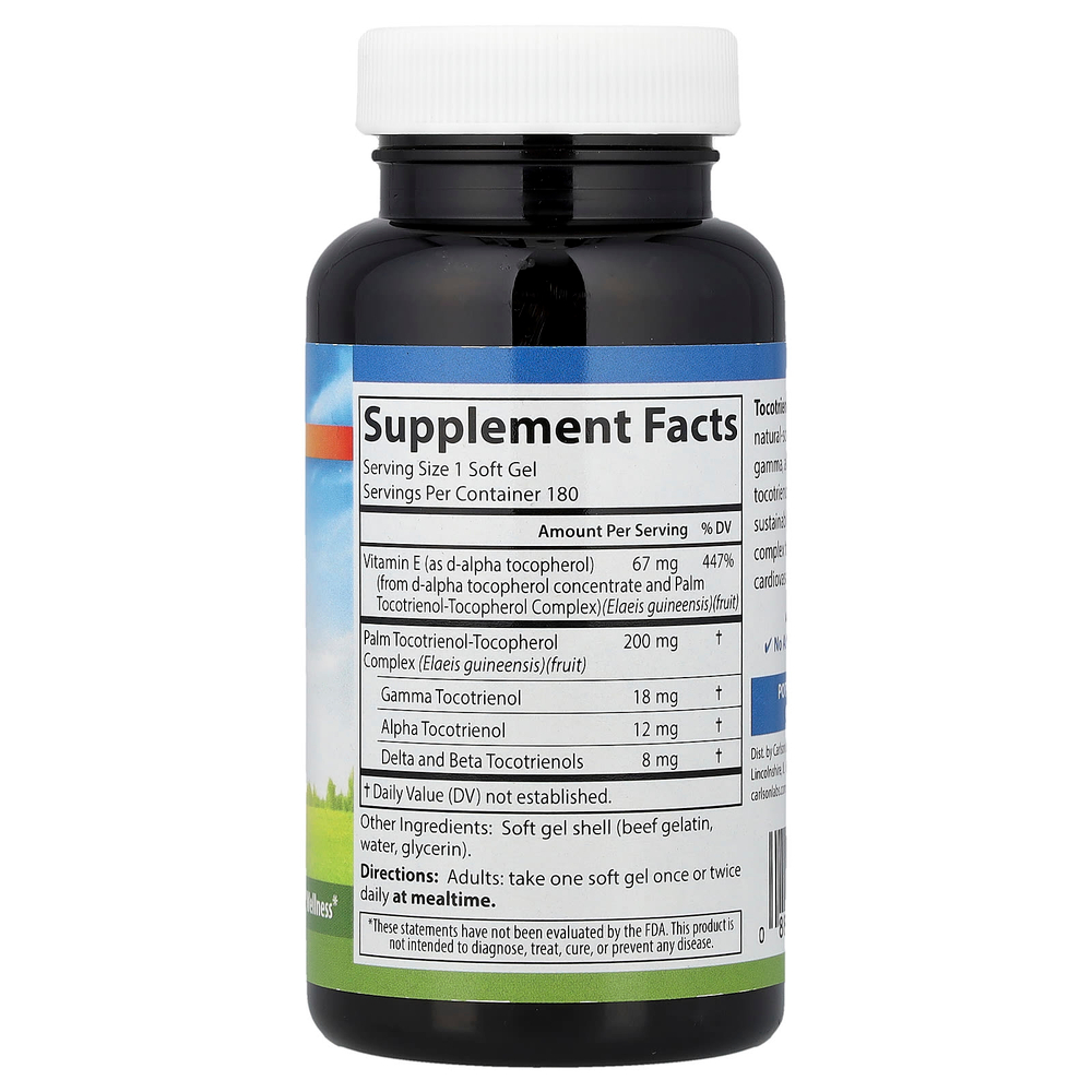 Carlson, Токотриенолы с натуральным витамином Е, 180 гелевых капсул