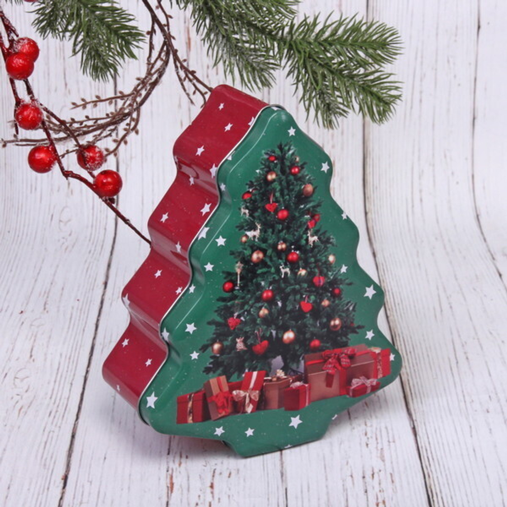 Банка жестяная «Ёлочка с подарками «18*15*6,5см