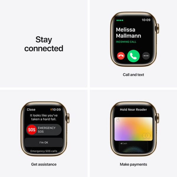 Умные часы Apple Watch Series 7 GPS + Cellular 45mm Gold Stainless Steel with Milanese Loop, Dark Cherry Sport Band (MKJF3, MKJX3)