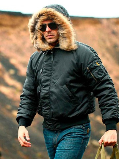 Куртка короткая зимняя Alpha N-2B Flight Jacket (черная - black)