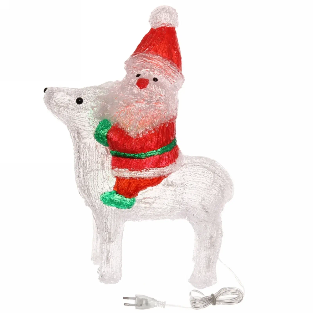 Фигура светодиодная «Снеговичок на оленёнке» 32х17х45 см, 50 ламп LED