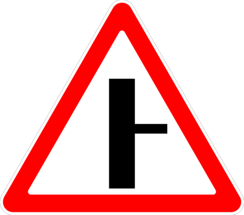 Знак Примыкание второстепенной дороги 2.3.2, 2.3.3, 2.3.4, 2.3.5, 2.3.6, 2.3.7