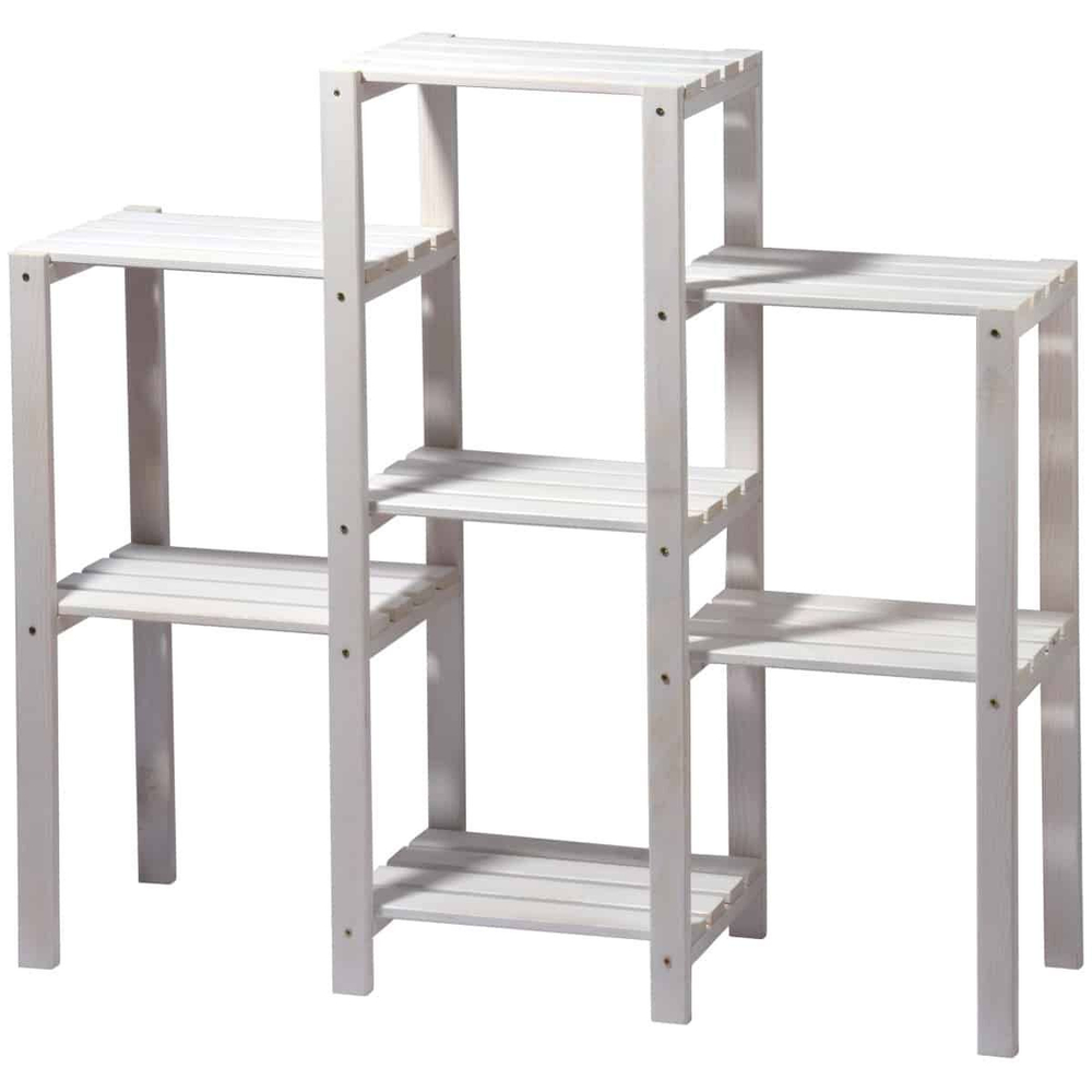 Деревянный стеллаж для дома и сада из массива сосны, белый