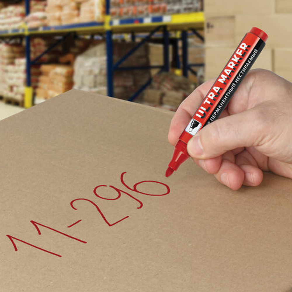Маркер перманентный ULTRA MARKER, КРАСНЫЙ, 3,5 мм, с клипом, BRAUBERG